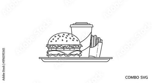 Fast Food Combo Meal: Burger, Fries, and Drink on a Tray