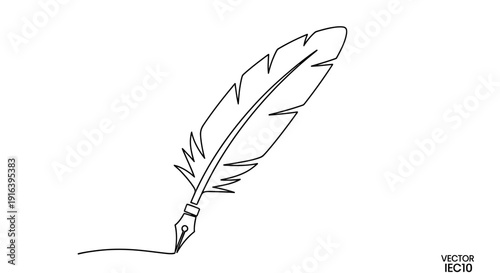 Feather Quill Pen Writing on Paper - Elegant Calligraphy and Vintage Writing Tool