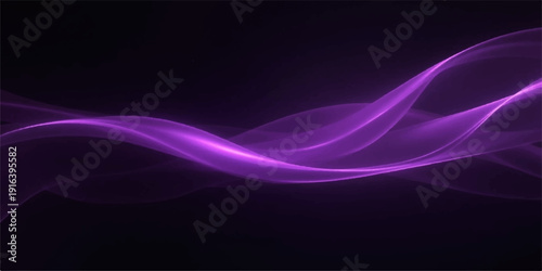 An abstract purple smoke background features a flowing digital design with fractal curves and glowing pink lines of energy across a black backdrop texture