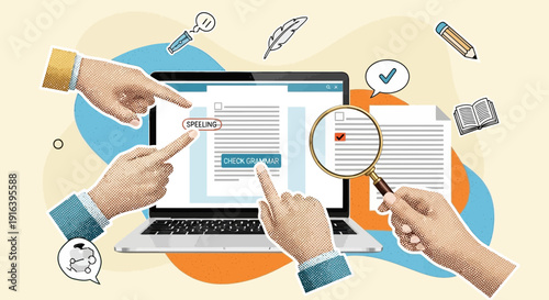 online grammar check, editing and proofreading concept