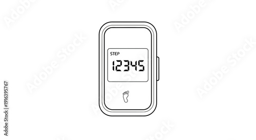 Digital Pedometer Displaying 12345 Steps with Foot Icon