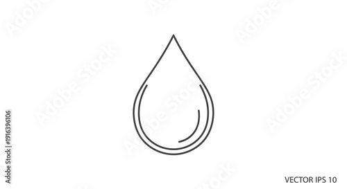 Clean Water Drop Icon, Simple Line Art, Symbol of Purity and Freshness
