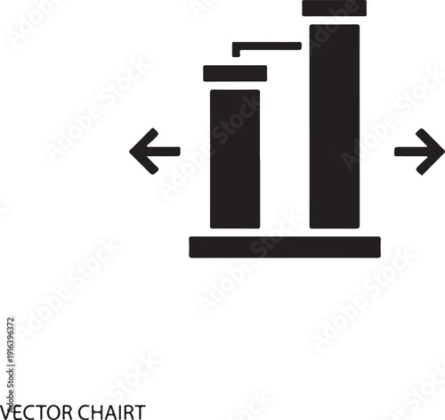 Black bar chart with arrows indicating expansion and contraction graph data statistics business desi