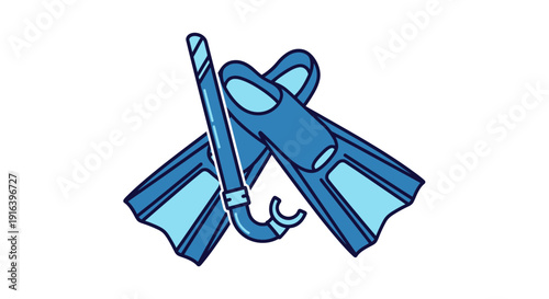 Blue Snorkel and Flippers Set for Diving and Swimming