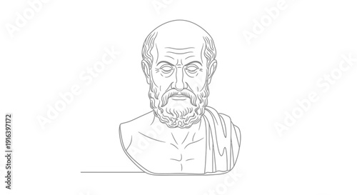 Ancient Greek Philosopher Bust, Socrates or Plato, Line Art, Intellectual History