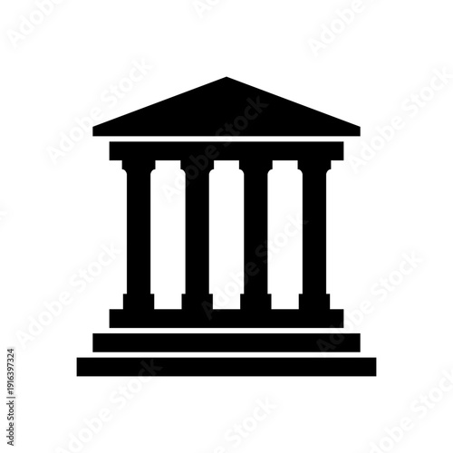 Ancient Greek temple facade with four columns illustration.