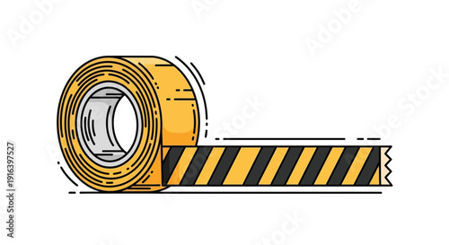 Yellow and Black Striped Warning Tape Roll, Safety Hazard Barrier Line