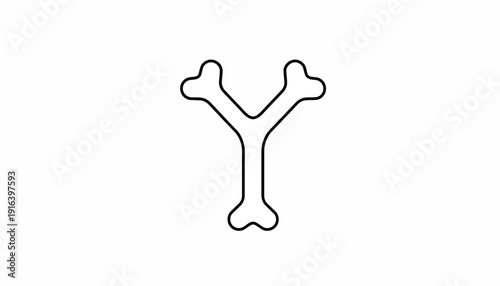 Y-Shaped Bone Symbol Outline, Medical, Science, Anatomy, Abstract Graphic