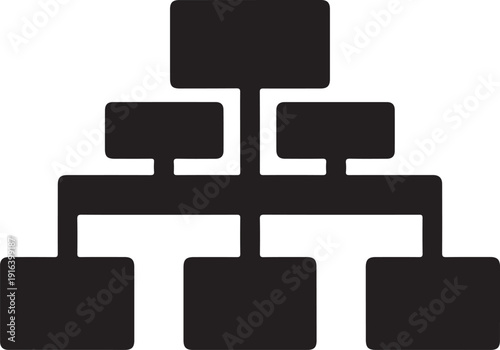 Black hierarchy chart diagram with rounded corners on white organizational chart structure network d