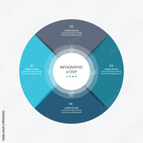 Vector infographic label design with circle infographic template design and 4-5-6 options or steps. Can be used for process diagram, presentations, workflow layout, banner, flow chart, info graph