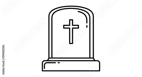 Tombstone with Cross Icon, Gravestone, Memorial, Cemetery, Death, Funeral, Religious Symbol