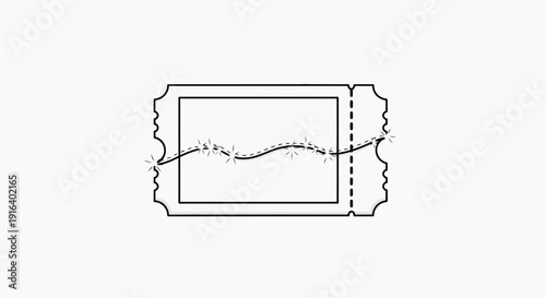 Torn Ticket Stub with Wavy Line - Concept of Lost Opportunity or Broken Dream