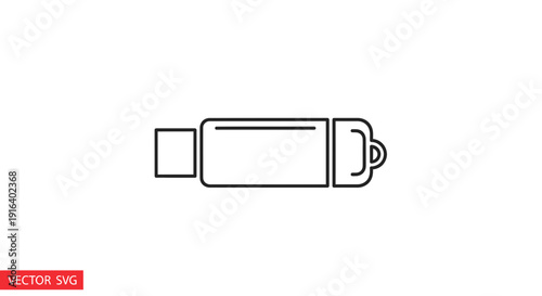 USB Flash Drive Icon Vector Graphic - Simple Outline Design