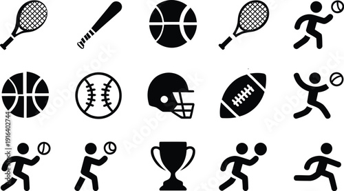Sports Icons on White Background