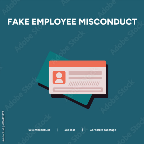 Fake employee misconduct: An ID card illustration signifies fabricated accusations of wrongdoing, leading to job loss and corporate sabotage.