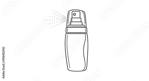Spray bottle with fine mist, isolated on white background, illustration