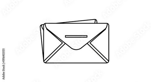 Simple Outline Icon of an Envelope with a Letter Peeking Out, Minimalist Design
