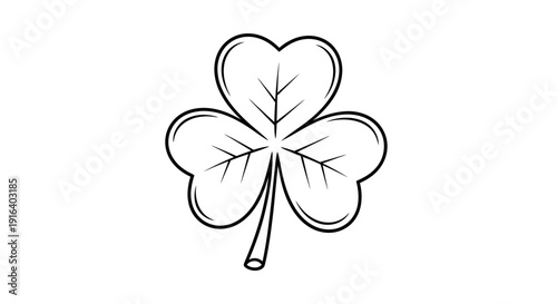 Simple Shamrock Outline Drawing, Symbol of Luck and Ireland