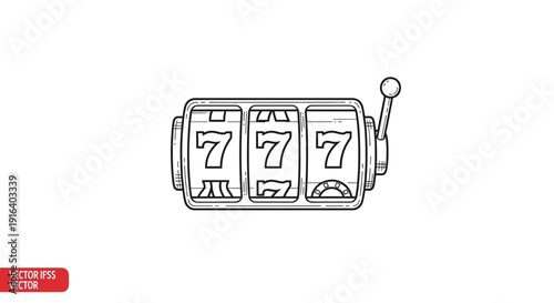 Slot Machine Reels Showing Lucky Sevens, Gambling Concept, Vector Illustration