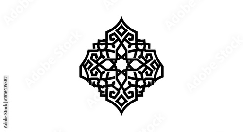 Intricate Black Geometric Pattern Design Element 2.