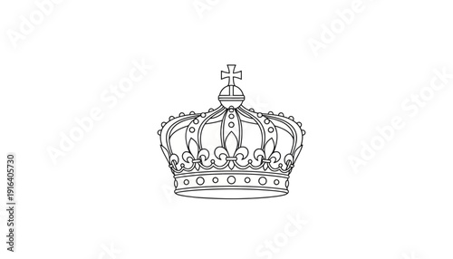 Royal Crown Emblem, Heraldic Symbol of Monarchy, Vintage Illustration