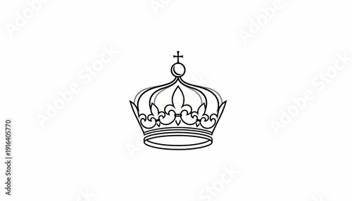 Royal Crown Icon, Symbol of Monarchy, Power, and Royalty, Elegant Line Art Design