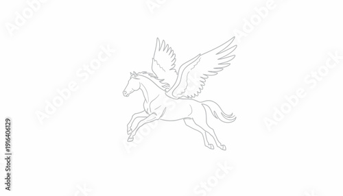 Pegasus Mythical Winged Horse Outline Drawing