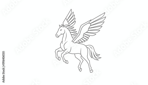 Pegasus Mythical Winged Horse Line Art Drawing