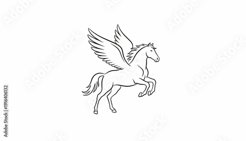 Pegasus Mythical Winged Horse Line Art Drawing