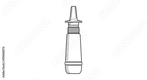 Nasal spray bottle icon, line art illustration, medical equipment, healthcare concept