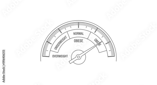 Obesity Gauge Meter Showing Overweight and Obese Levels