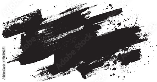 Aggressive dry brush strokes, visible brush marks, textured scratches, flat black ink on a white background, grunge aesthetic vector illustration.