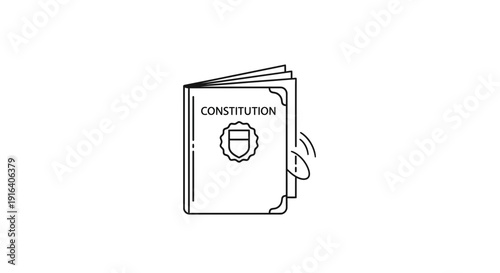 Open Constitution Book with Emblem, Symbol of Law and Justice