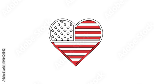 American Flag Heart Icon - Love USA Symbol