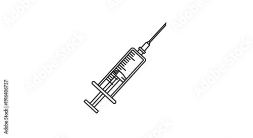 Medical Syringe Icon: Health Care, Vaccination, Injection, Medicine, Science, Treatment, Hospital, Clinic