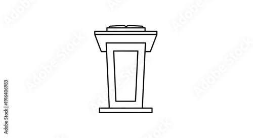 Lectern with Open Book Icon, Podium for Speech, Presentation, Education, Debate, Public Speaking