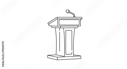 Line Drawing of a Podium with Microphone for Public Speaking and Presentations