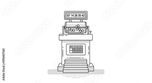 Lottery Machine Drawing Balls with Numbers Displayed, Gambling Concept
