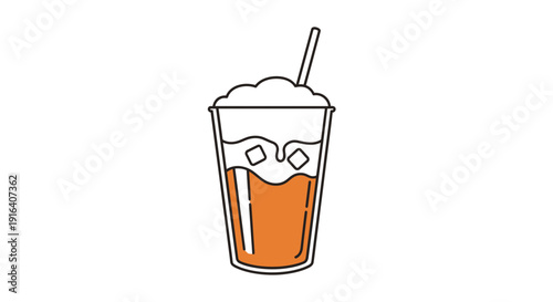 Iced Coffee Drink with Cream and Straw in Clear Cup