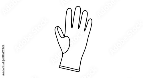 Hand Wearing a Protective Glove, Line Art Illustration