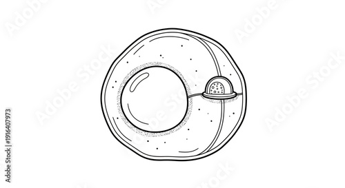 Hand Drawn Illustration of a Fried Egg with a Teabag