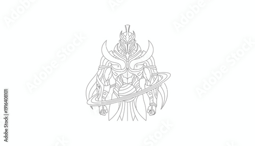 Fantasy Warrior Knight Armor Emblem with Ring Detail