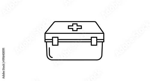First Aid Kit Icon, Medical Emergency Box with Cross Symbol, Health Care Symbol