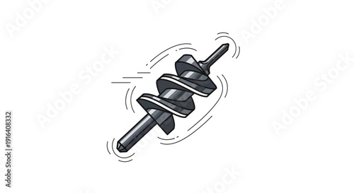 Drilling Bit Rotating Fast, Industrial Tool for Drilling Holes in Material