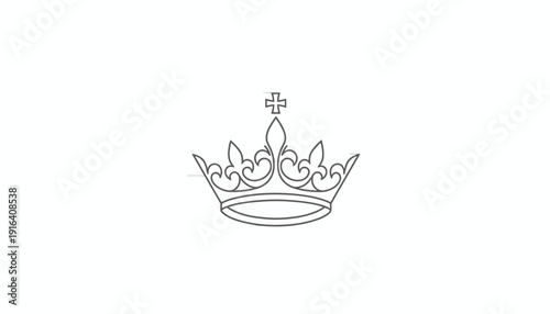 Elegant Crown Icon with Cross Symbol, Royal Symbol, Luxury Emblem, Minimalist Design