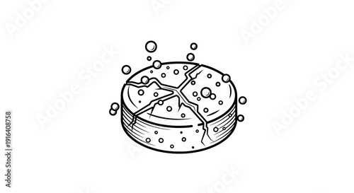 Cracked Effervescent Tablet Dissolving in Water with Bubbles