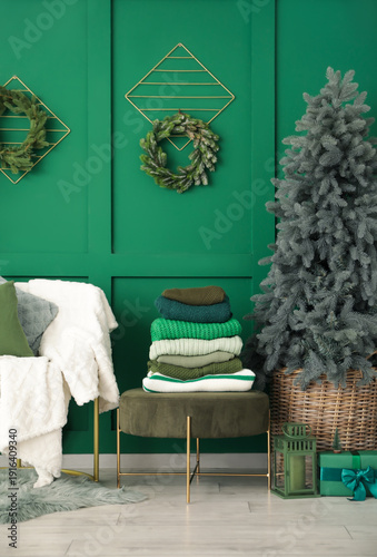 Stylish living room with ar...