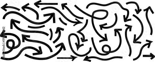 Intricate abstract design with arrows and swirling patterns