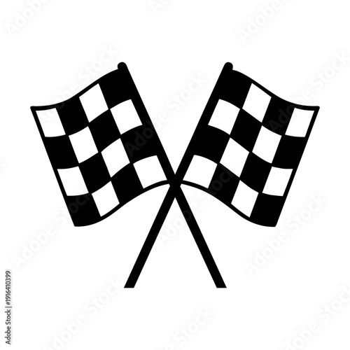 Motorsport Checkered Flag Icon for Car Racing Design.