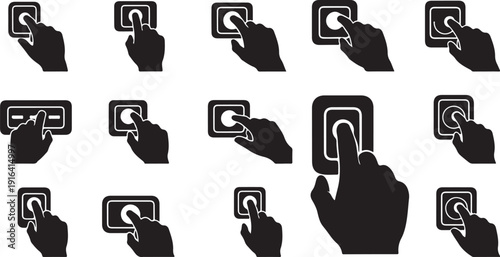 Hands interacting with digital fingerprint scanner icons on screen